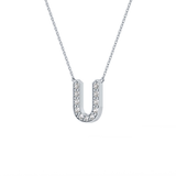 0.26 TCW Round Lab Grown Diamond U Initial Pendant Necklace