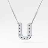0.26 TCW Round Lab Grown Diamond U Initial Pendant Necklace