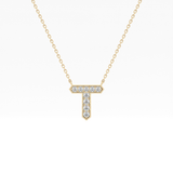 0.17 TCW Round Lab Grown Diamond T Initial Pendant Necklace