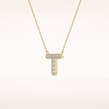 0.17 TCW Round Cut Moissanite T Initial Pendant Necklace