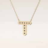 0.17 TCW Round Cut Moissanite T Initial Pendant Necklace