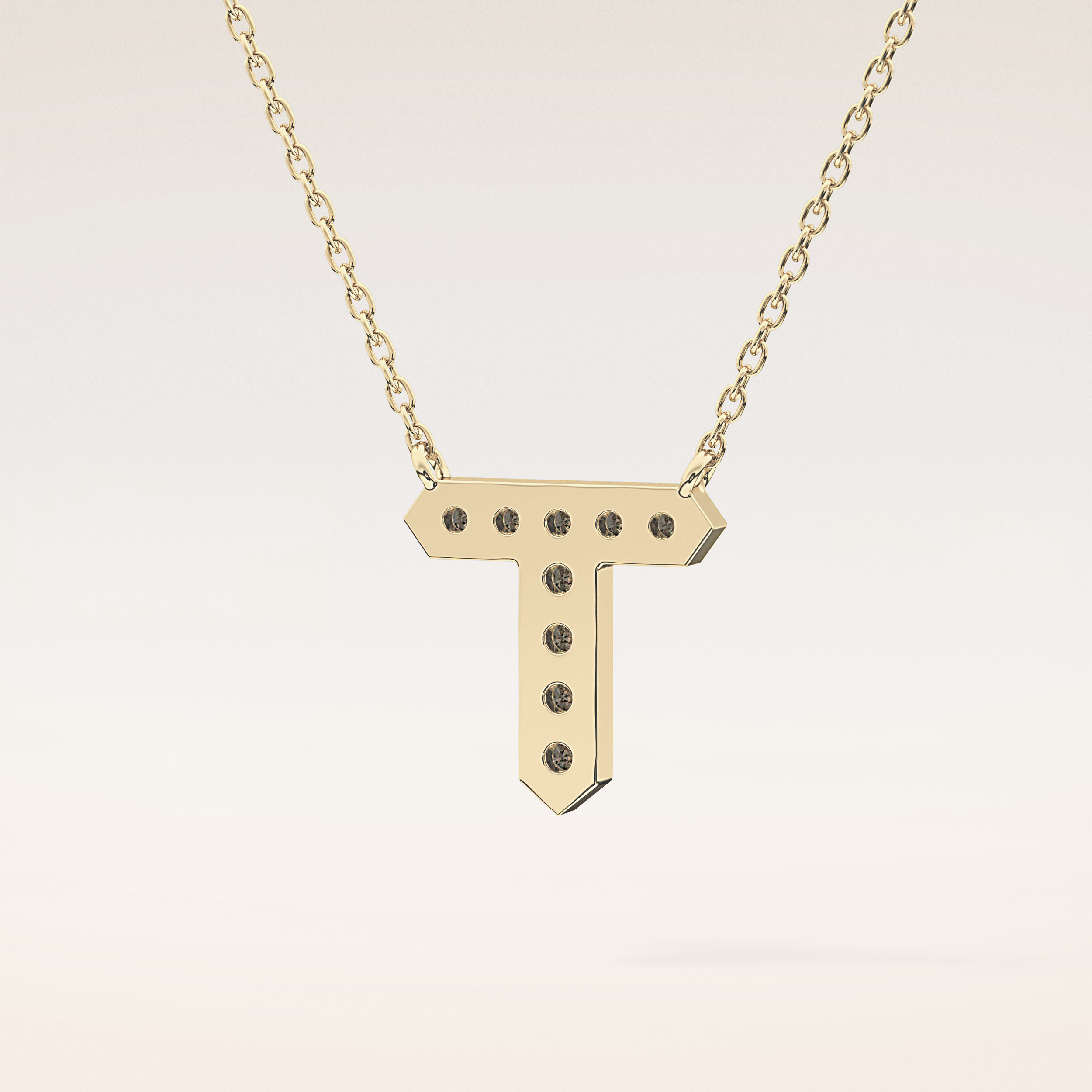 0.17 TCW Round Cut Moissanite T Initial Pendant Necklace