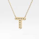 0.17 TCW Round Lab Grown Diamond T Initial Pendant Necklace
