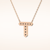0.17 TCW Round Cut Moissanite T Initial Pendant Necklace