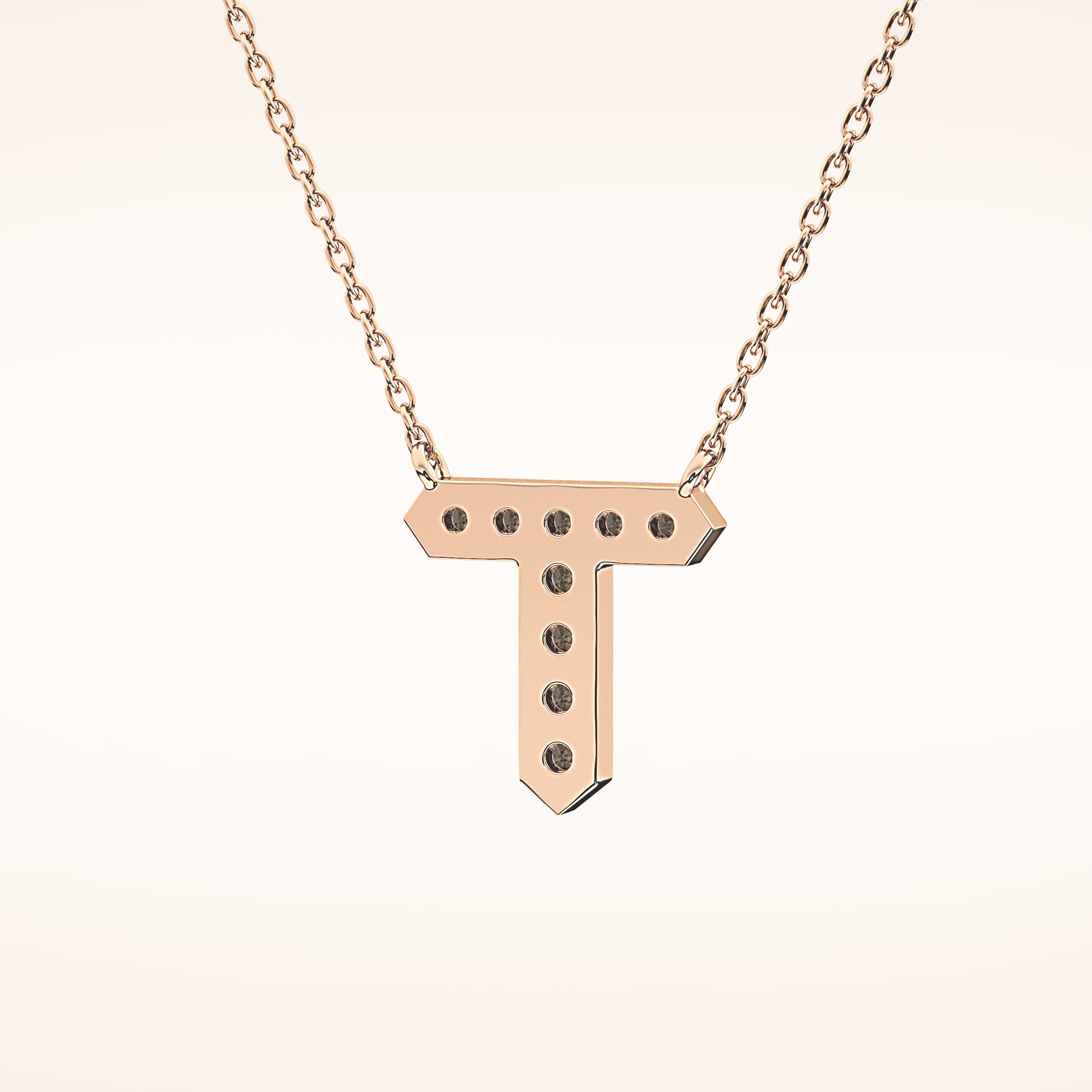 0.17 TCW Round Cut Moissanite T Initial Pendant Necklace
