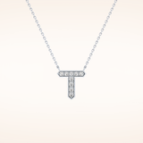 0.17 TCW Round Cut Moissanite T Initial Pendant Necklace
