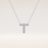 0.17 TCW Round Cut Moissanite T Initial Pendant Necklace