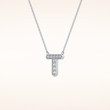 0.17 TCW Round Cut Moissanite T Initial Pendant Necklace