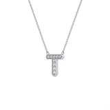 0.17 TCW Round Lab Grown Diamond T Initial Pendant Necklace