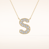 0.77 TCW Round Cut Moissanite S Initial Shaped Necklace