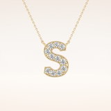 0.77 TCW Round Cut Moissanite S Initial Shaped Necklace