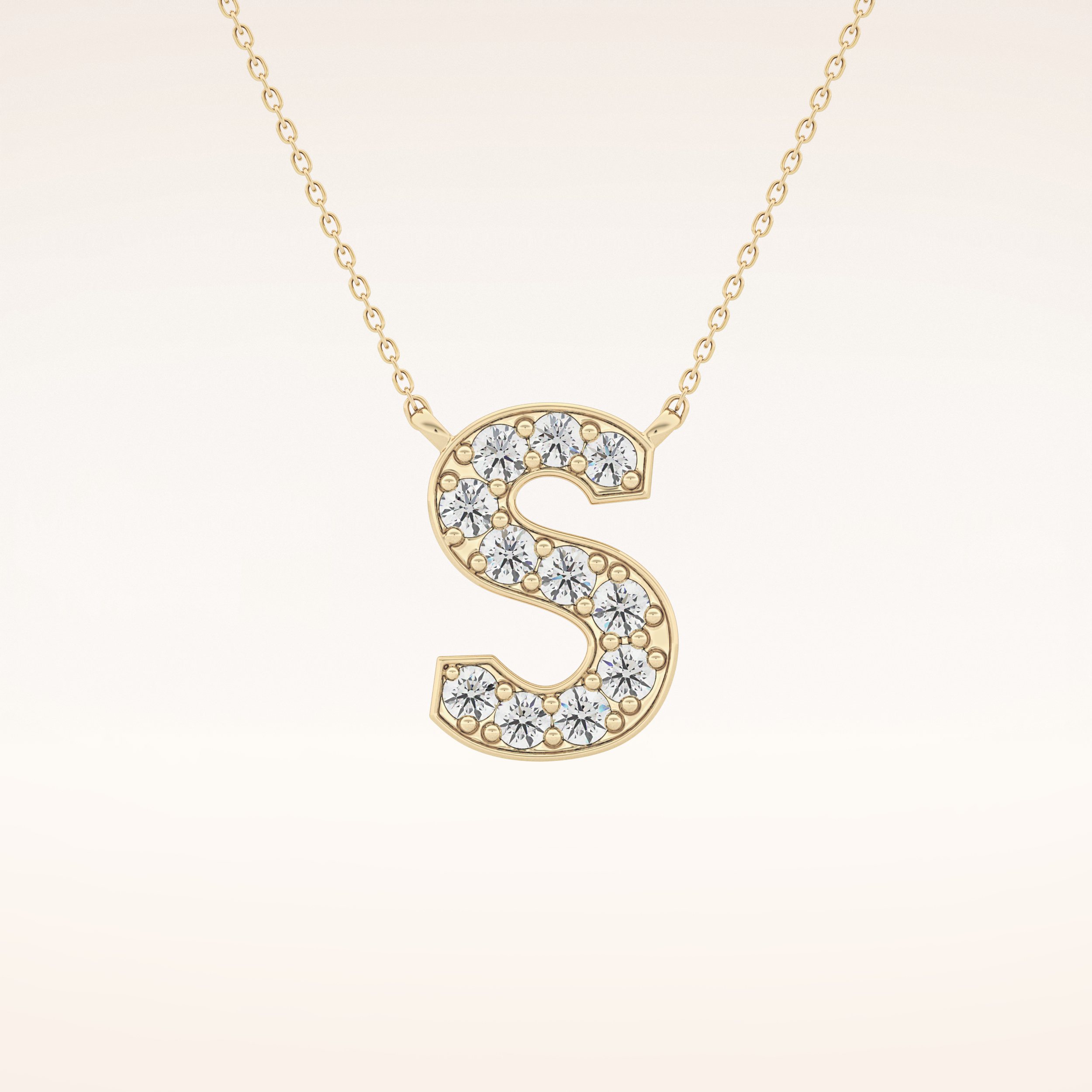 0.77 TCW Round Cut Moissanite S Initial Shaped Necklace