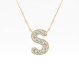 0.77 TCW Round Lab Grown Diamond S Initial Pendant Necklace
