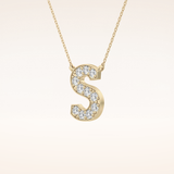 0.77 TCW Round Cut Moissanite S Initial Shaped Necklace