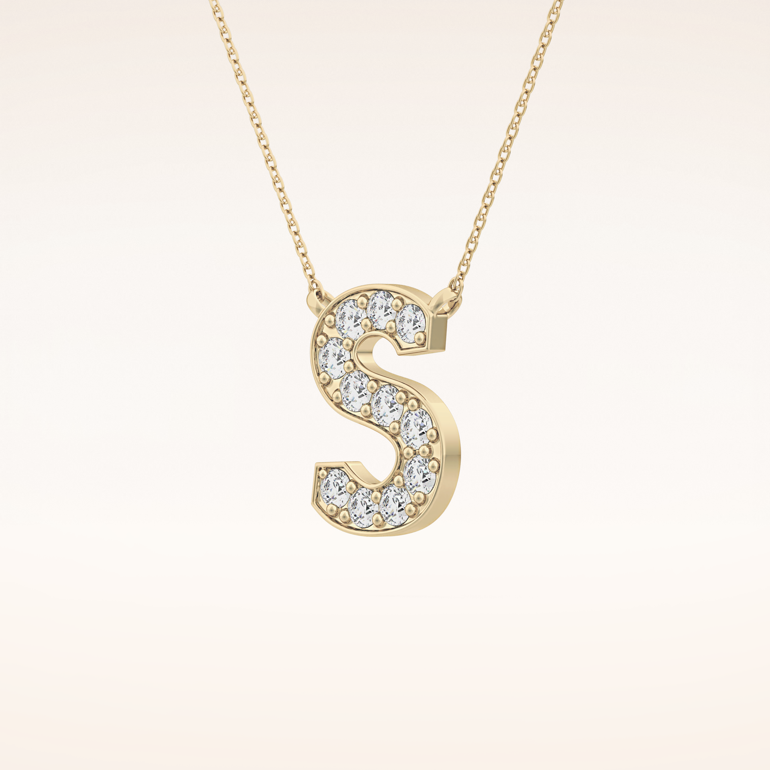 0.77 TCW Round Cut Moissanite S Initial Shaped Necklace