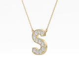 0.77 TCW Round Lab Grown Diamond S Initial Pendant Necklace