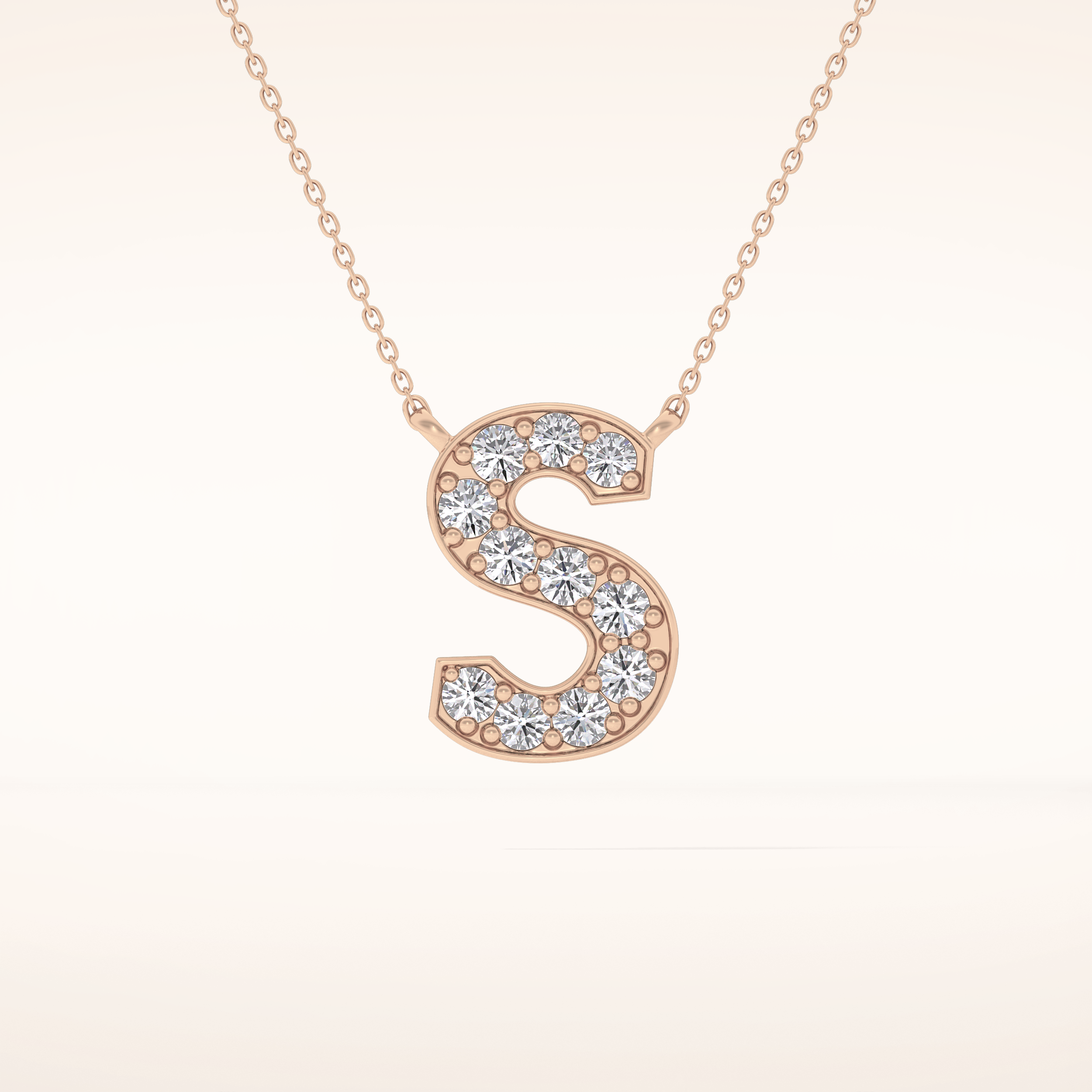 0.77 TCW Round Cut Moissanite S Initial Shaped Necklace