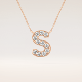 0.77 TCW Round Cut Moissanite S Initial Shaped Necklace