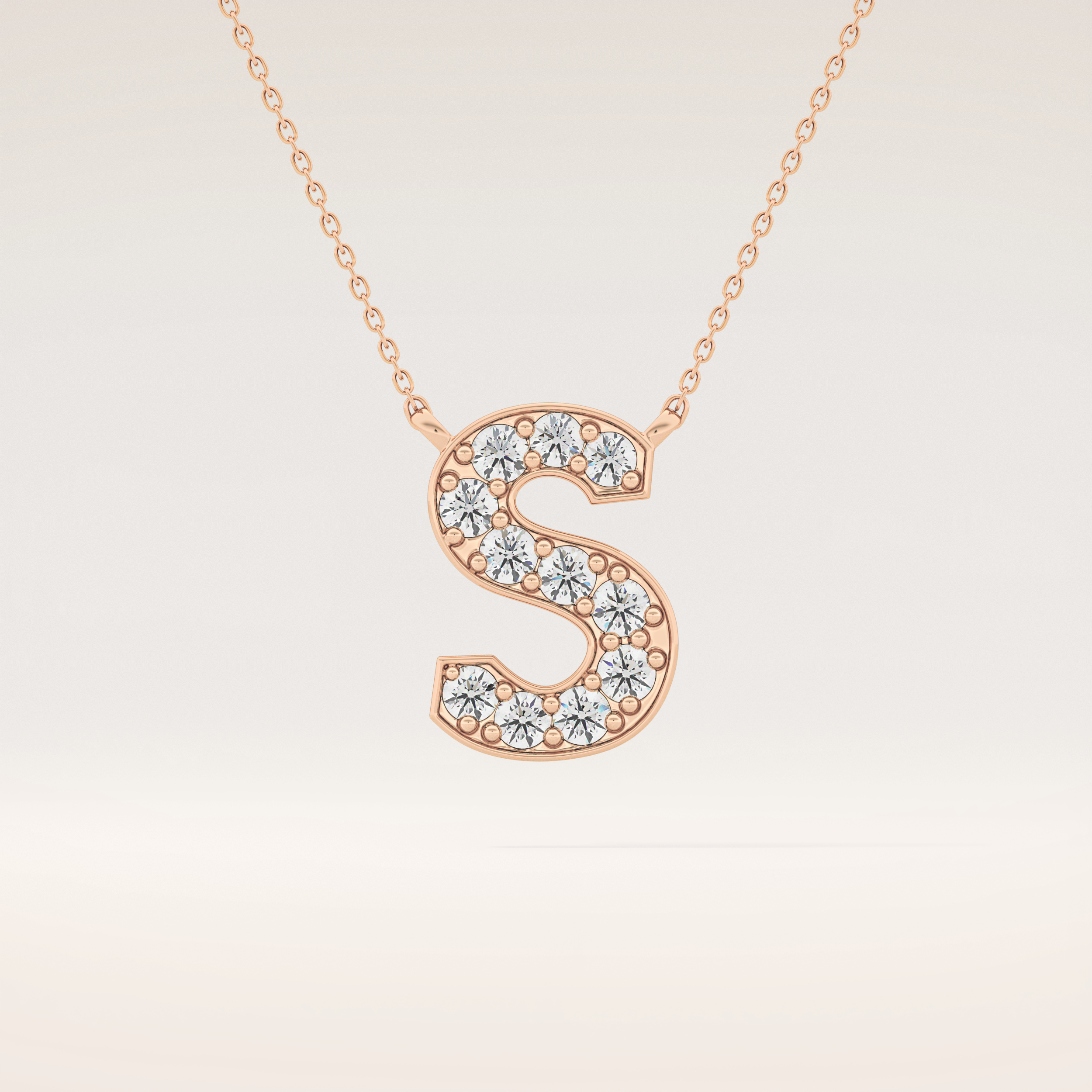 0.77 TCW Round Cut Moissanite S Initial Shaped Necklace