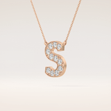 0.77 TCW Round Cut Moissanite S Initial Shaped Necklace