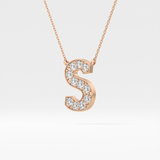 0.77 TCW Round Lab Grown Diamond S Initial Pendant Necklace