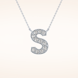 0.77 TCW Round Cut Moissanite S Initial Shaped Necklace
