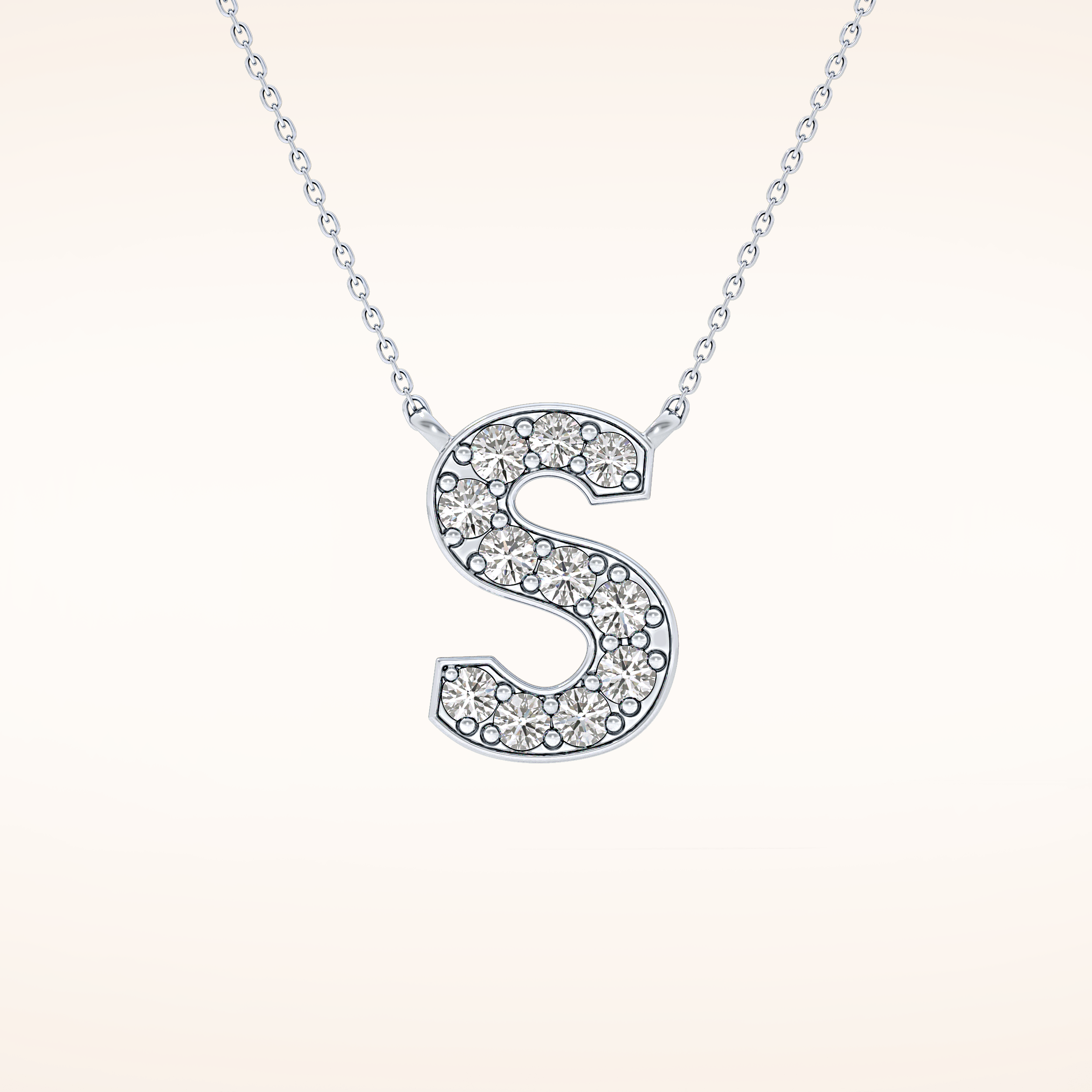 0.77 TCW Round Cut Moissanite S Initial Shaped Necklace