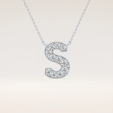 0.77 TCW Round Cut Moissanite S Initial Shaped Necklace