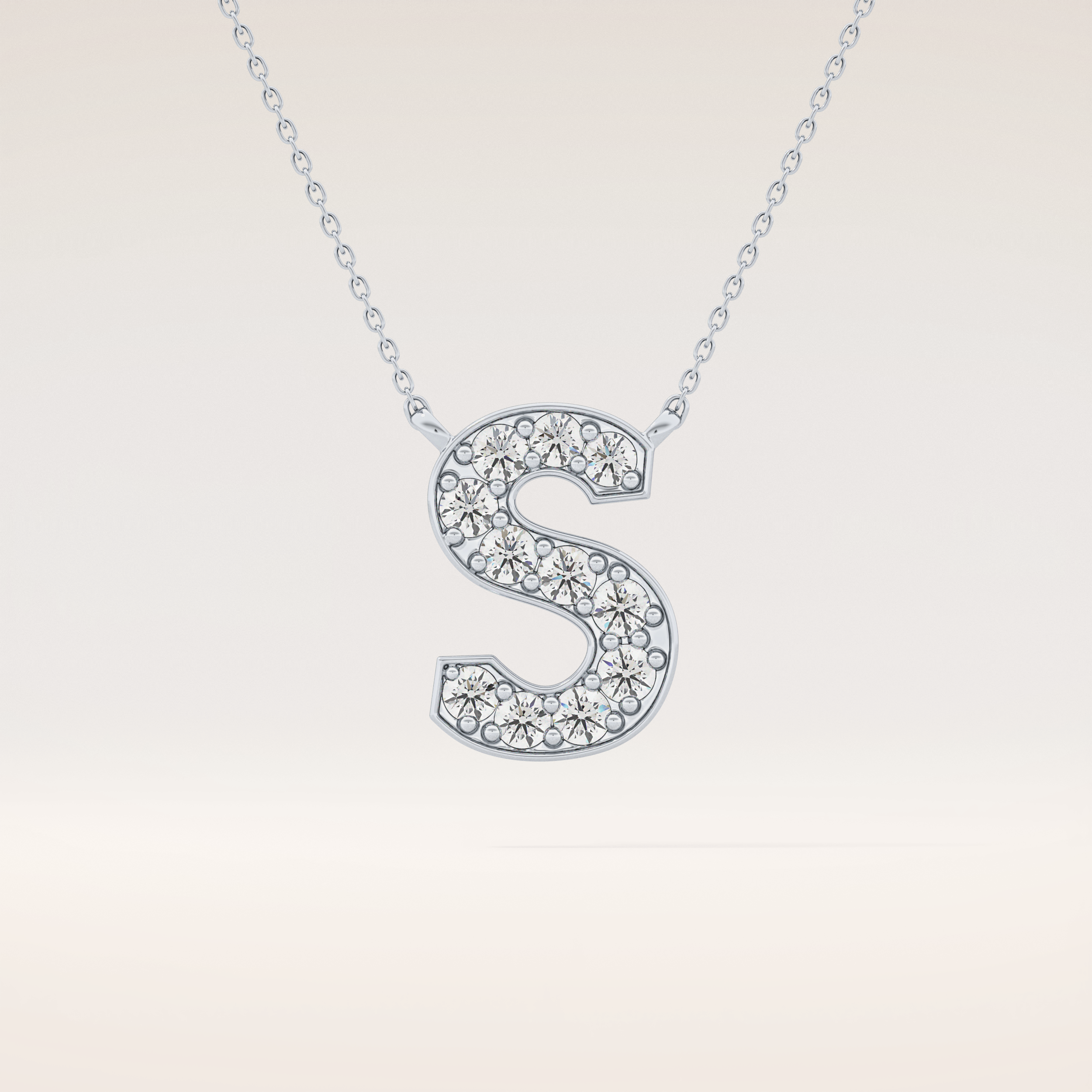 0.77 TCW Round Cut Moissanite S Initial Shaped Necklace