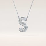0.77 TCW Round Cut Moissanite S Initial Shaped Necklace