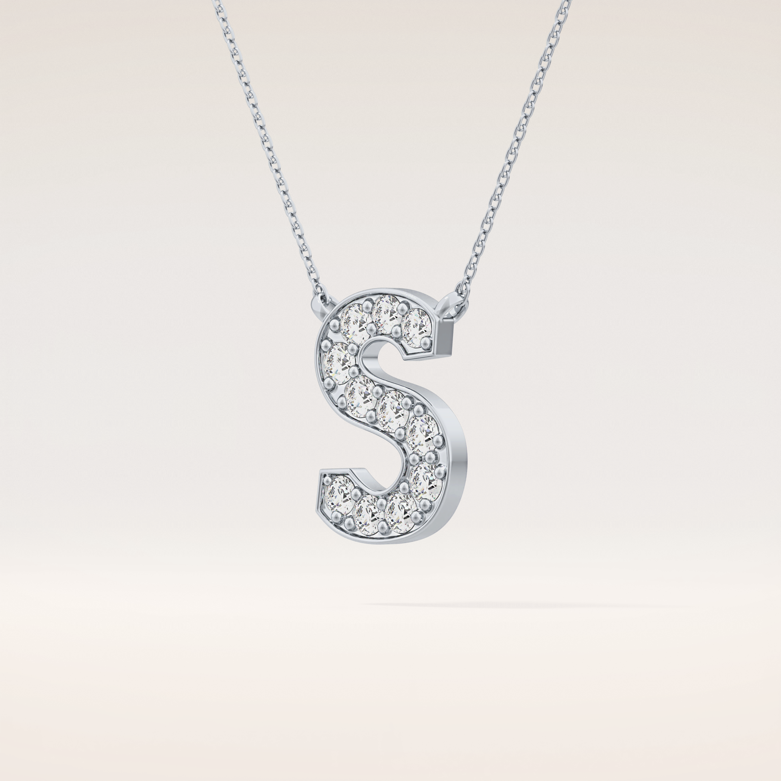 0.77 TCW Round Cut Moissanite S Initial Shaped Necklace