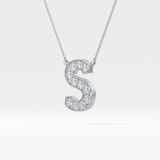 0.77 TCW Round Lab Grown Diamond S Initial Pendant Necklace