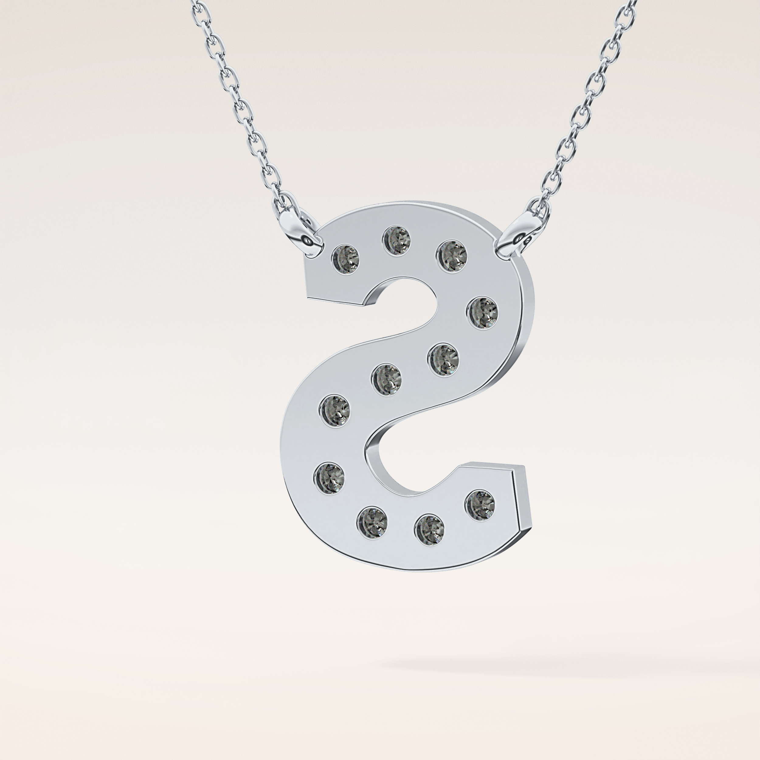 0.77 TCW Round Cut Moissanite S Initial Shaped Necklace