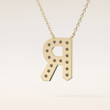 0.348 TCW Round Cut Moissanite R Initial Shaped Necklace