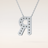 0.348 TCW Round Cut Moissanite R Initial Shaped Necklace