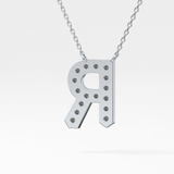 0.348 TCW Round Lab Grown Diamond R Initial Pendant Necklace