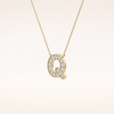 0.268 TCW Round Cut Moissanite Q Initial Pendant Necklace