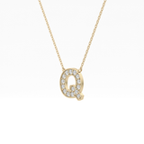 0.268 TCW Round Lab Grown Diamond Q Initial Pendant Necklace