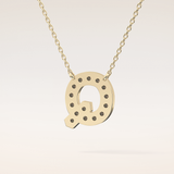 0.268 TCW Round Cut Moissanite Q Initial Pendant Necklace