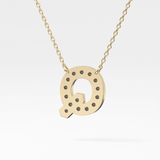 0.268 TCW Round Lab Grown Diamond Q Initial Pendant Necklace