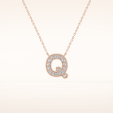 0.268 TCW Round Cut Moissanite Q Initial Pendant Necklace