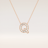 0.268 TCW Round Cut Moissanite Q Initial Pendant Necklace