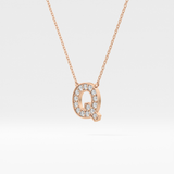 0.268 TCW Round Lab Grown Diamond Q Initial Pendant Necklace