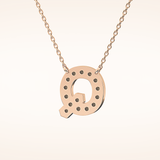 0.268 TCW Round Cut Moissanite Q Initial Pendant Necklace