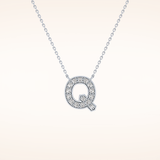 0.268 TCW Round Cut Moissanite Q Initial Pendant Necklace
