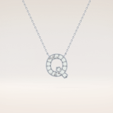0.268 TCW Round Cut Moissanite Q Initial Pendant Necklace