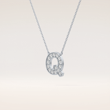 0.268 TCW Round Cut Moissanite Q Initial Pendant Necklace