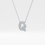 0.268 TCW Round Lab Grown Diamond Q Initial Pendant Necklace
