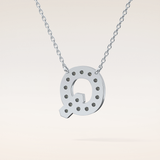 0.268 TCW Round Cut Moissanite Q Initial Pendant Necklace