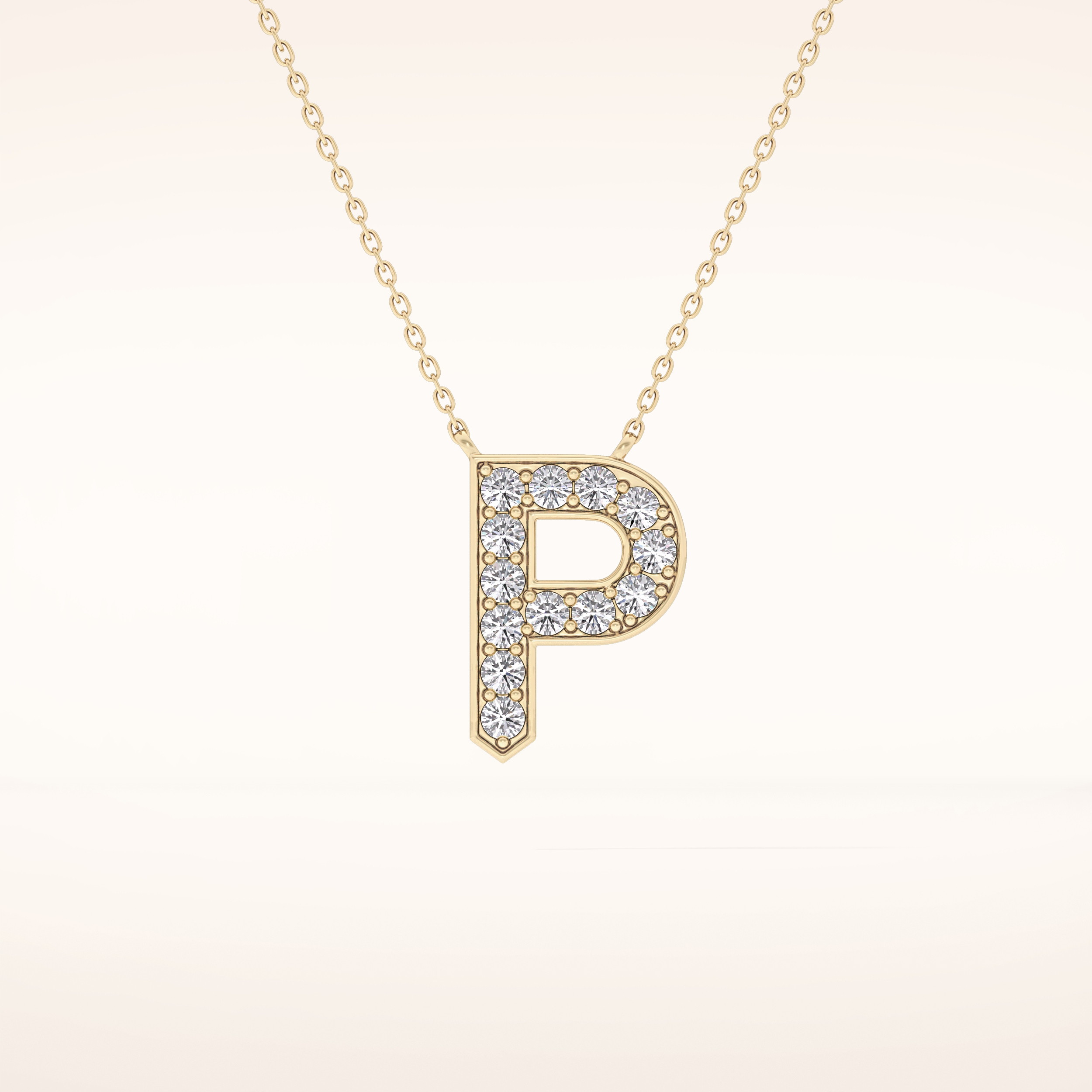 0.39 TCW Round Cut Moissanite P Initial Shaped Necklace